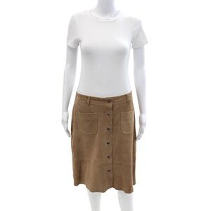 Set Womens Brown Leather A-Line Short Skirt Size M